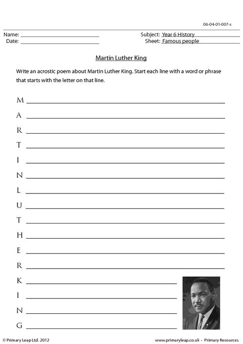 Acrostic poem - Martin Luther King
