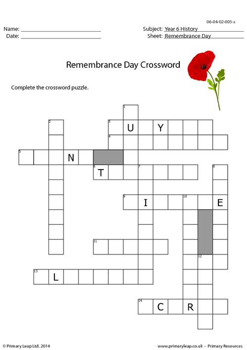 Remembrance Day Crossword