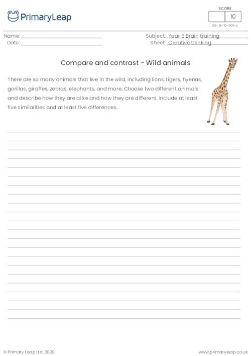 Compare and contrast - Wild animals