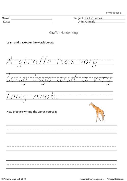 Giraffe handwriting