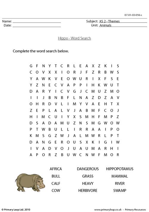 Hippo word search