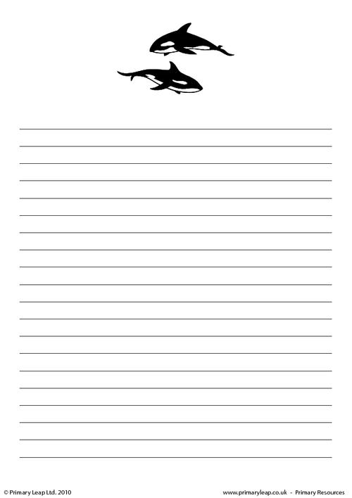 Killer whale writing paper 2