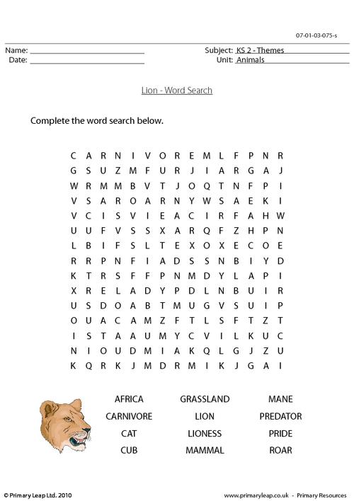 Lion word search