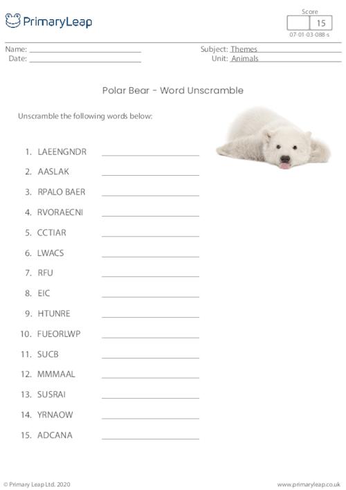 Polar bear word unscramble