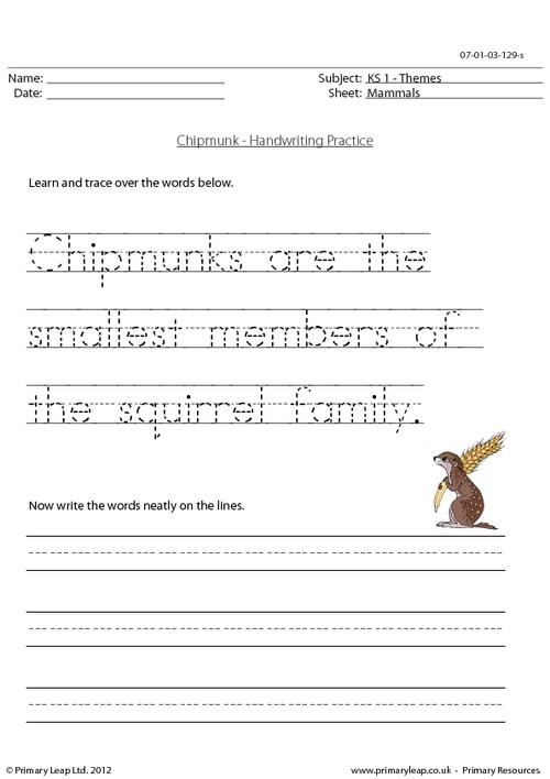 Chipmunk - Handwriting practice