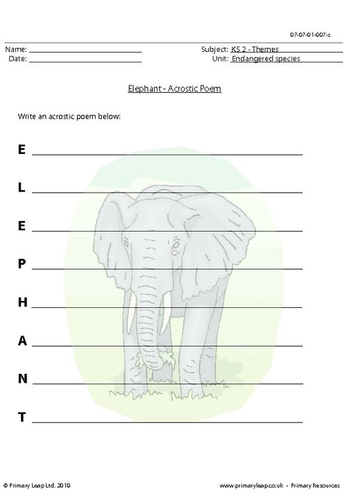 Elephant acrostic poem