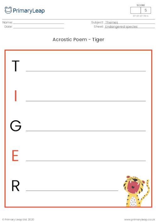 Acrostic Poem - Tiger