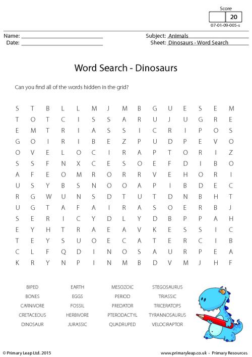 Word Search - Dinosaurs