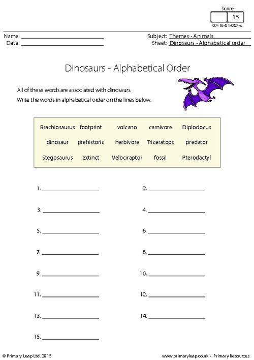 Alphabetical Order - Dinosaurs