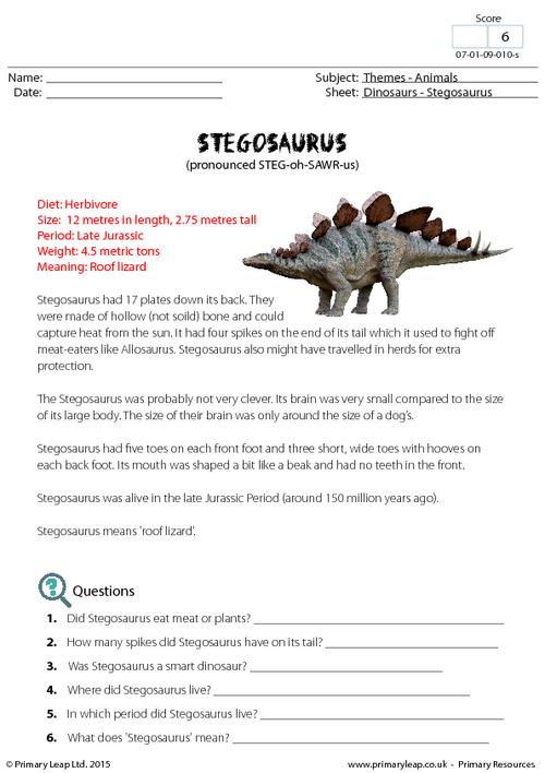 Fact Sheet - Stegosaurus