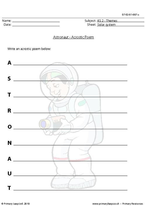 Astronaut acrostic poem