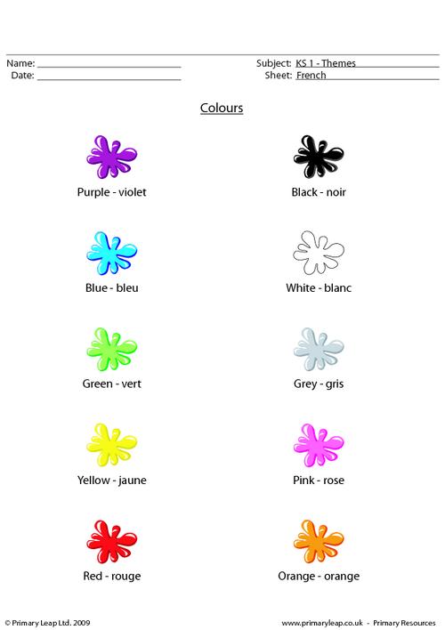 french french colours worksheet primaryleap co uk