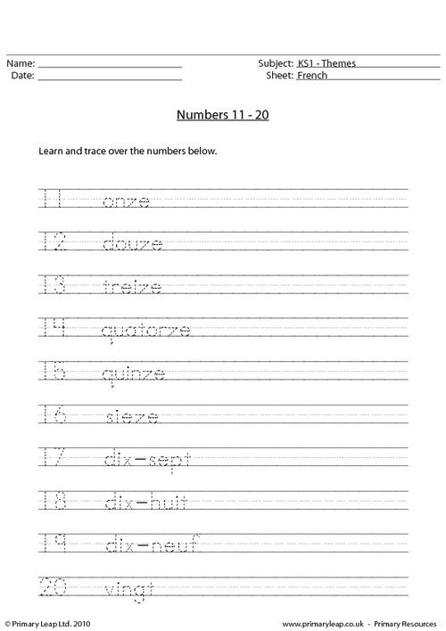 french french numbers 1 10 worksheet primaryleap co uk