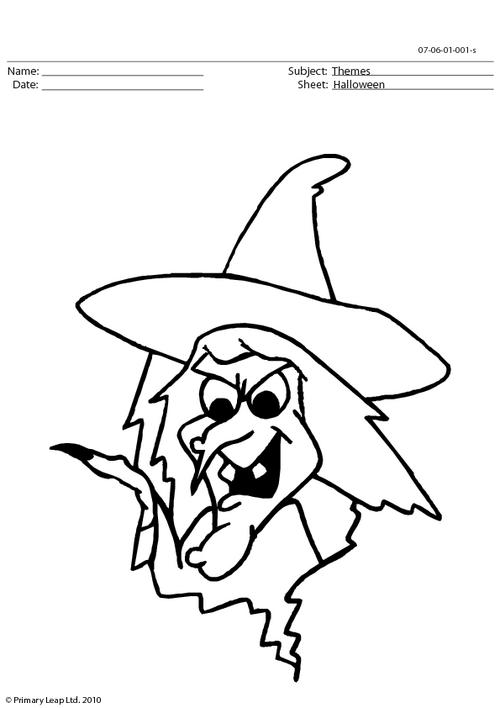 Halloween colouring picture - witch