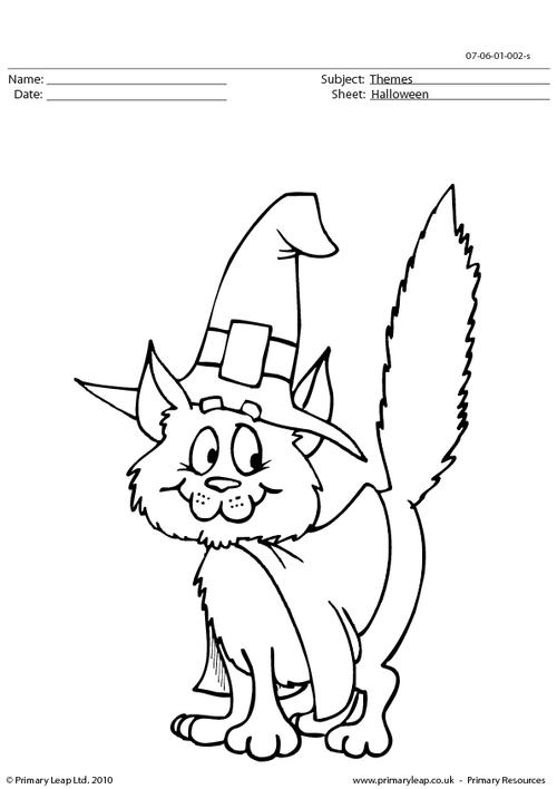 Halloween colouring picture - cat
