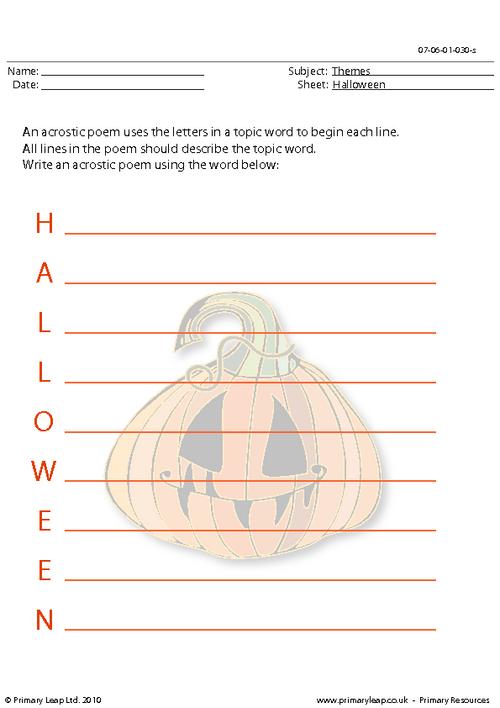 Halloween acrostic poem