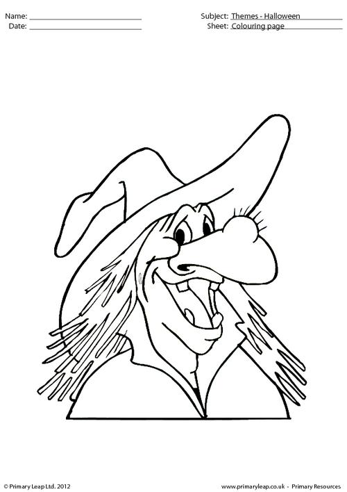 Halloween colouring picture - Witch with a wart