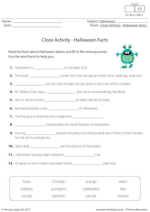 Cloze Activity - Halloween Facts