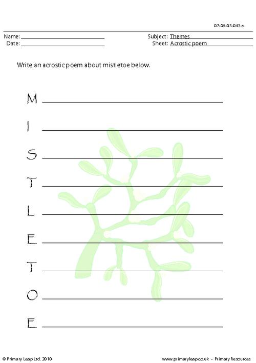 Acrostic poem - Mistletoe