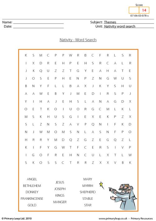 Christmas - word search nativity