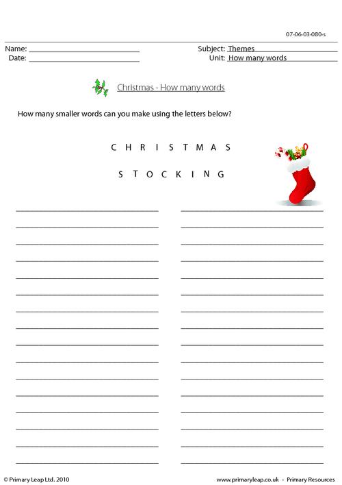 How many words - Christmas stocking