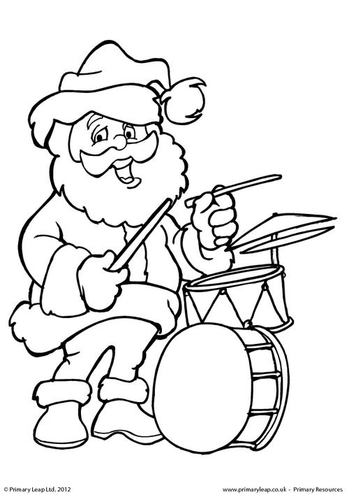 Colouring picture - Santa playing the drums!
