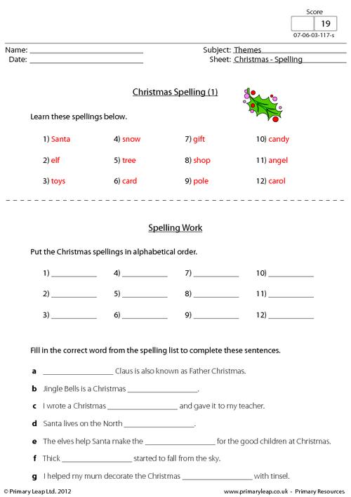 Christmas - Spelling