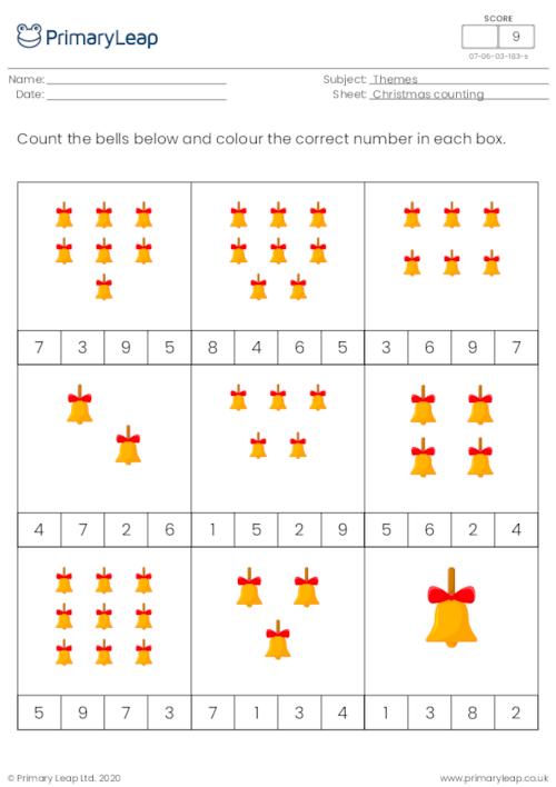 Christmas count and colour - How many bells?