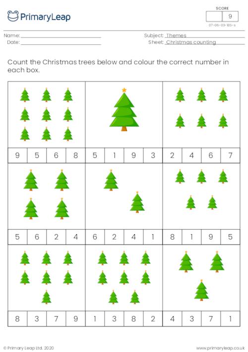 Christmas count and colour - How many Christmas trees?