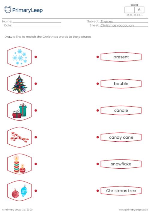 Christmas vocabulary matching 1