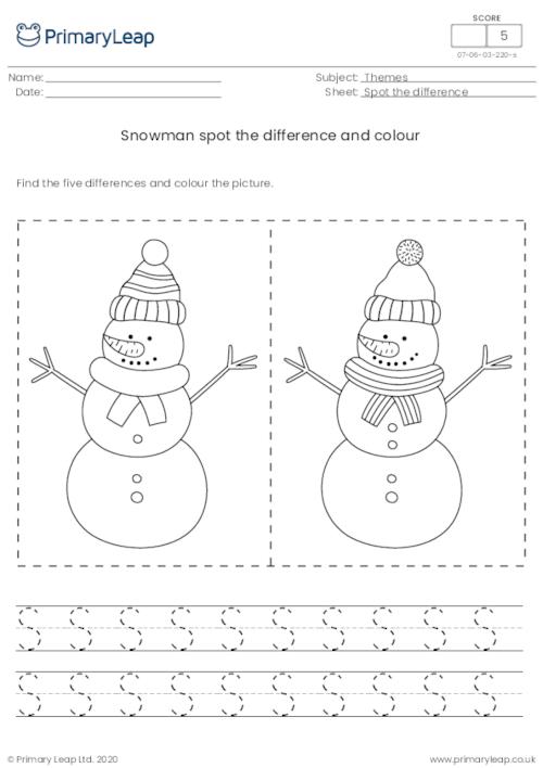 Spot the difference and colour - Snowman
