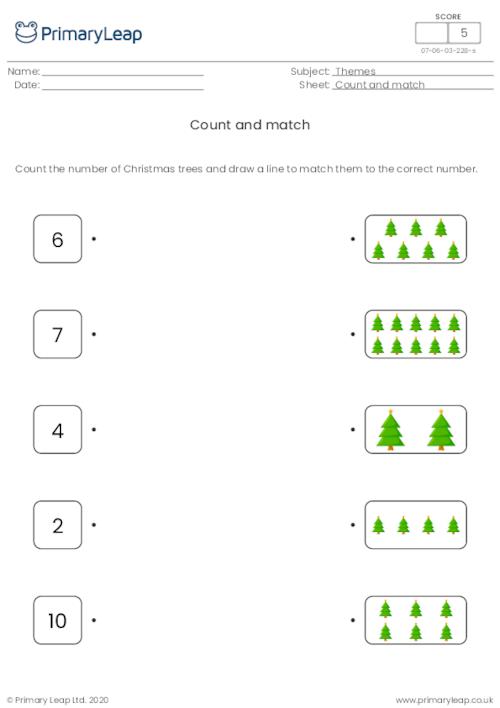 Count and match - Christmas trees