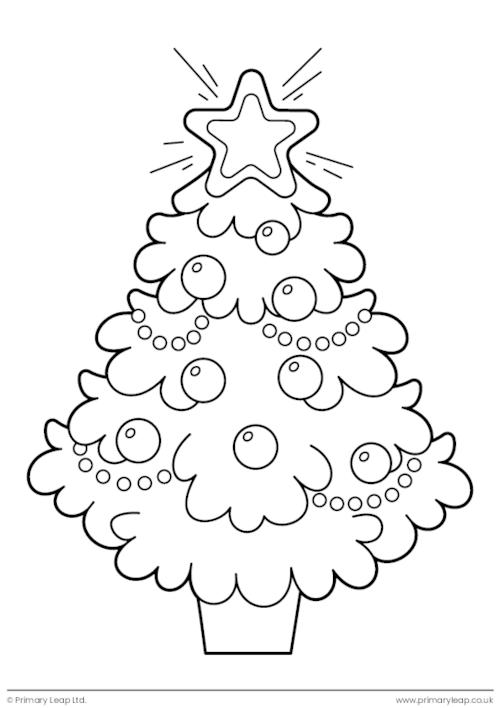 Christmas colouring page - Christmas tree with ornaments