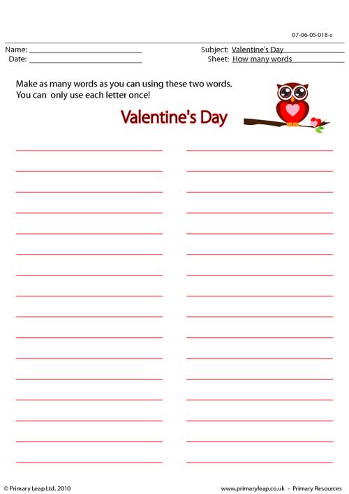 Valentine's Day - How many words?