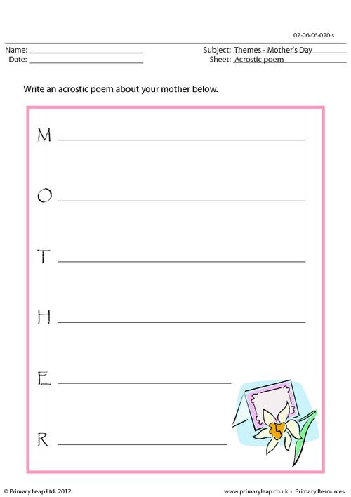 Mother's Day - Acrostic poem