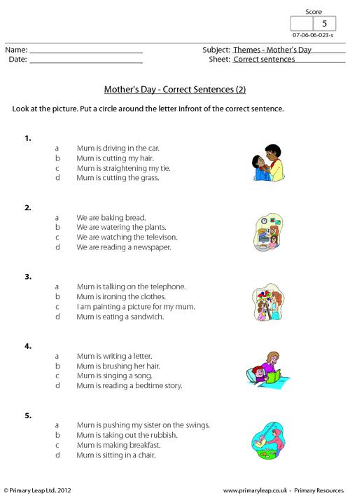 Mother's Day - Correct sentences 2