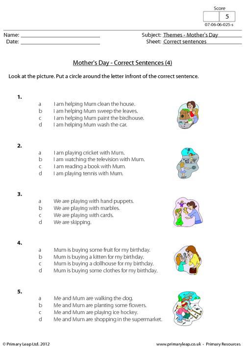 Mother's Day - Correct sentences 4