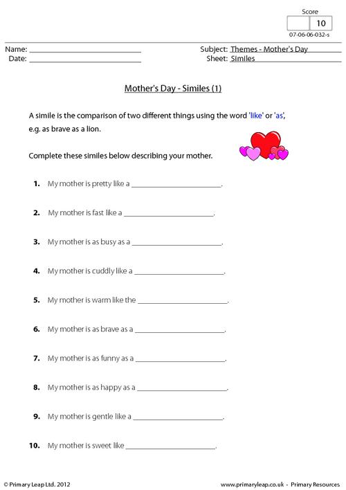 Mother's Day - Similes 1