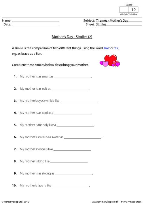 Mother's Day - Similes 2