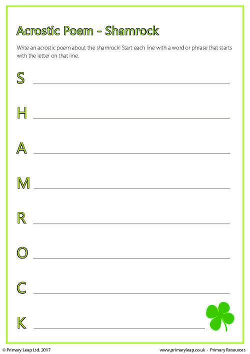Acrostic Poem - Shamrock