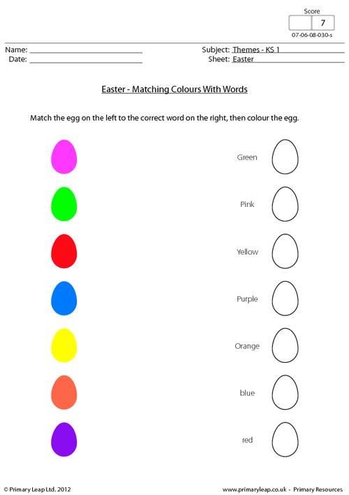 Easter - Matching colours with words