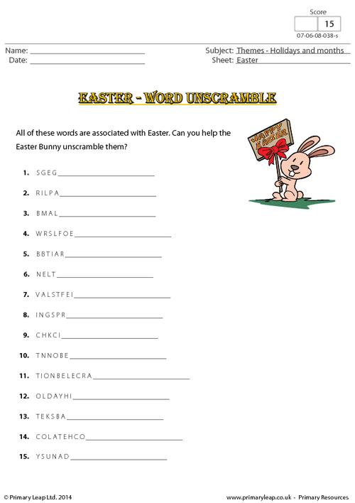 Easter - Word unscramble