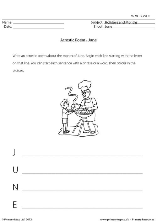 Acrostic poem 2 - June