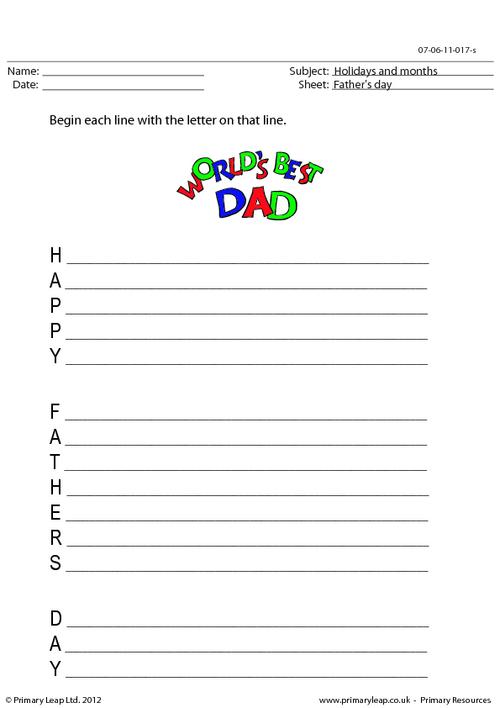 Father's day - Acrostic poem 2