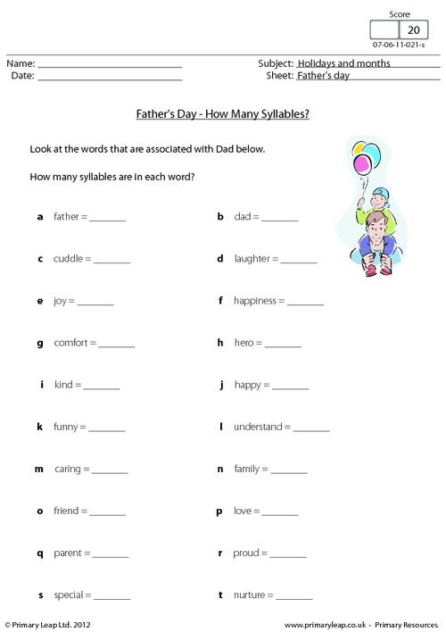 Father's day - Syllables