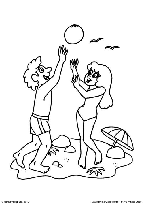 Fun at the beach - Colouring page