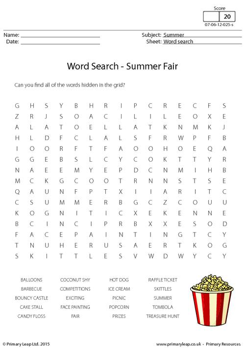 Summer Fair - Word Search