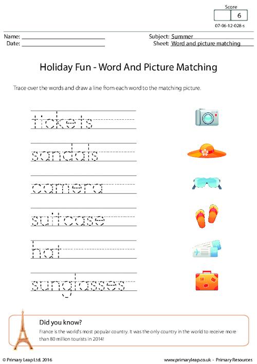Holiday Fun - Word And Picture Matching