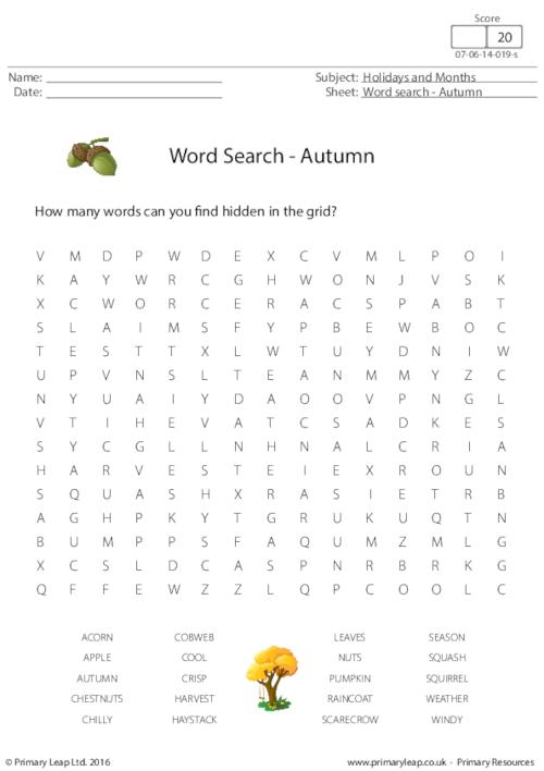 Word Search - Autumn