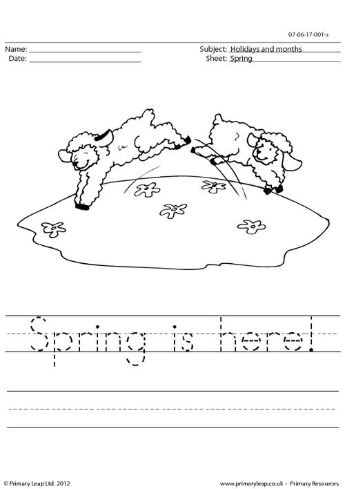 Handwriting worksheet - Spring is here!